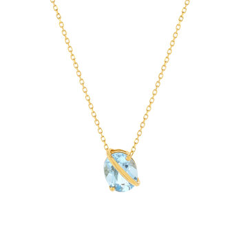 375 geelgouden ketting met een behandelde blauwe topaas, 42 cm