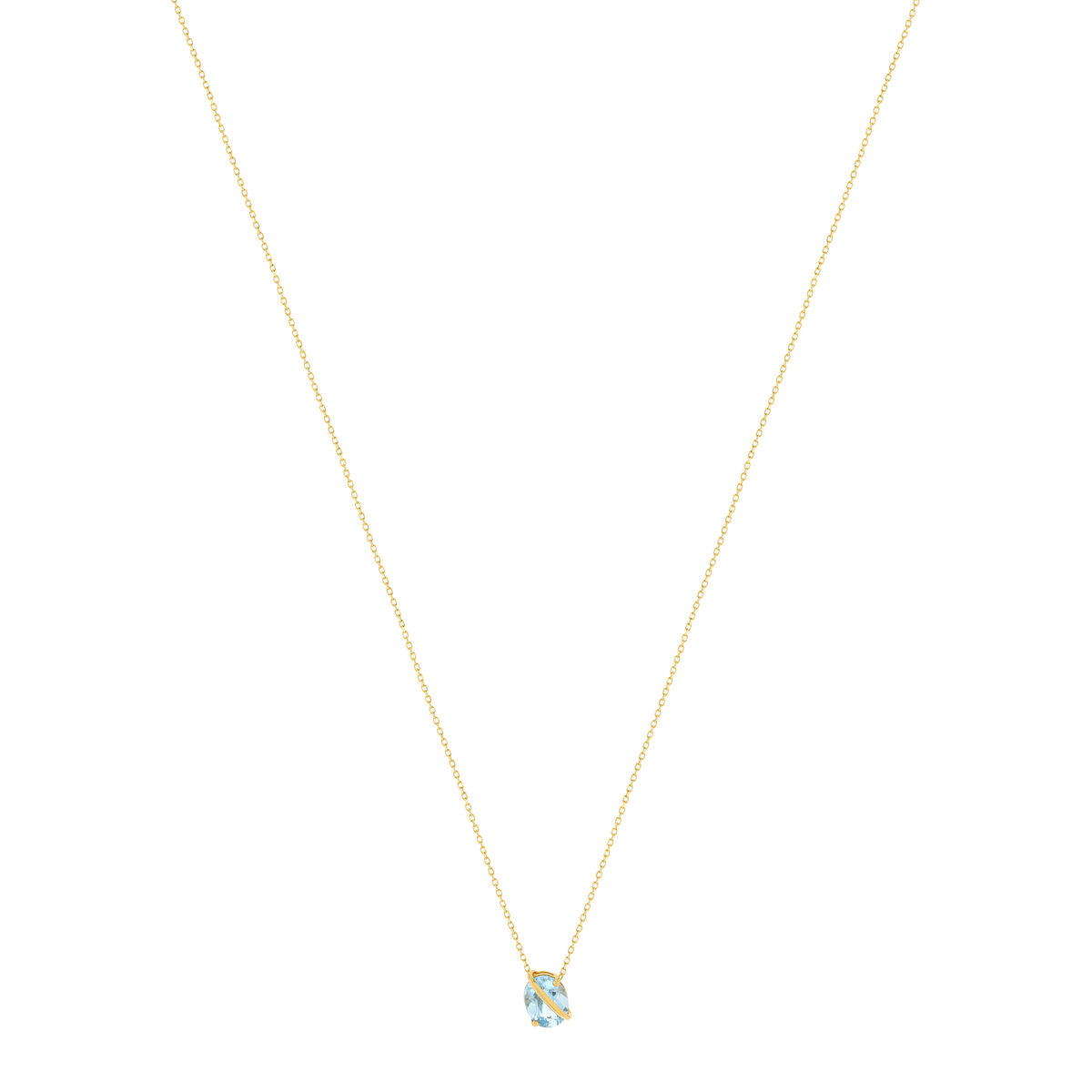 Collier or jaune 375 topaze bleue traitée 42 cm - vue 2