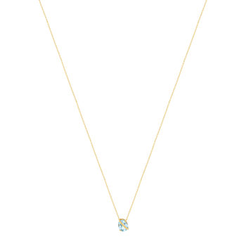 375 geelgouden ketting met een behandelde blauwe topaas, 42 cm