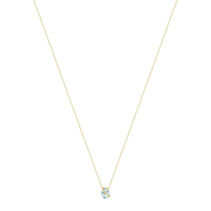 Collier or jaune 375 topaze bleue traitée 42 cm - vue 2