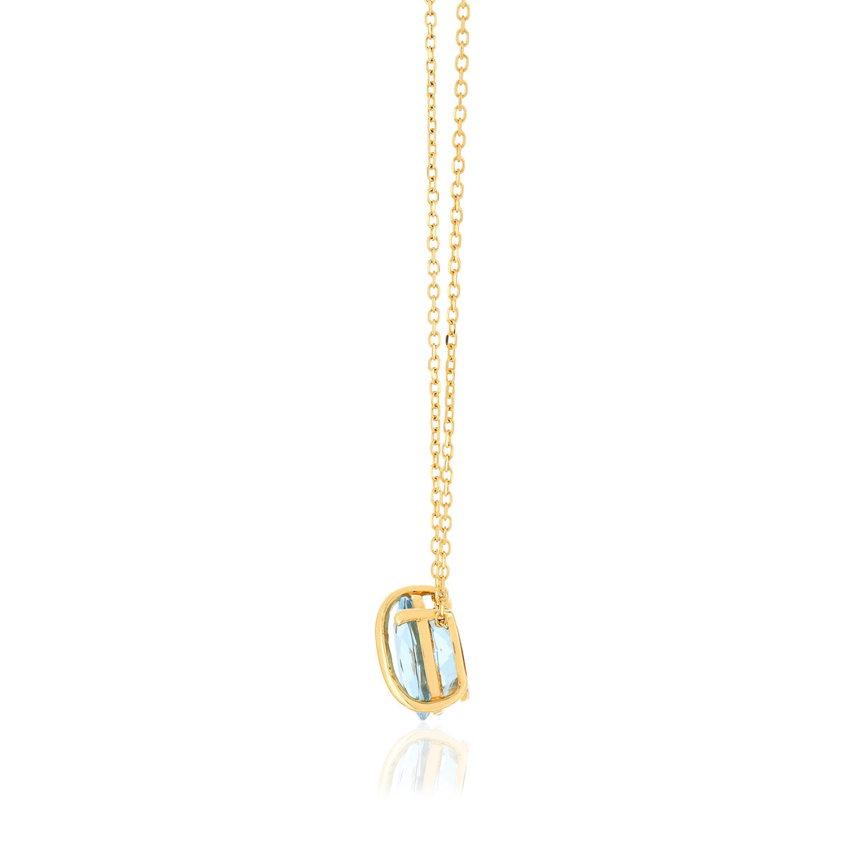 Collier or jaune 375 topaze bleue traitée 42 cm - vue D1