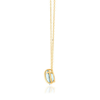 375 geelgouden ketting met een behandelde blauwe topaas, 42 cm