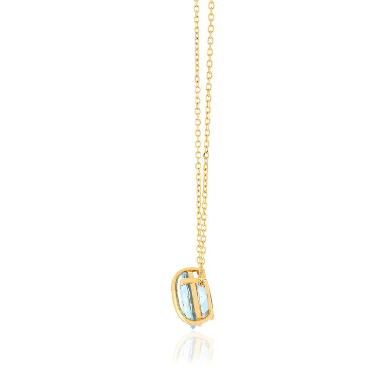 Collier or jaune 375 topaze bleue traitée 42 cm - vue D1