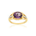 Bague or 375 2 tons, 1 Améthyste, diamants. - vue 1