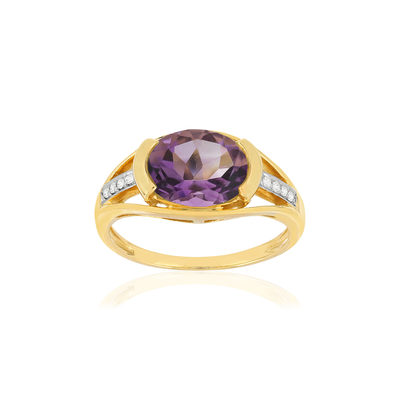 Bague or 375 2 tons, 1 Améthyste, diamants. - vue 1