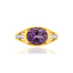 Bague or 375 2 tons, 1 Améthyste, diamants. - vue 3