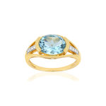Bague or 375 2 tons, topaze bleue traitée, diamants. - vue 1