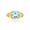 Bague or 375 2 tons, topaze traitée, diamants. - vue V3
