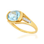 Bague or 375 2 tons, topaze bleue traitée, diamants. - vue D1