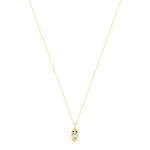 Collier or jaune 375, motif hibou, quartz vert, onyx. - vue 2