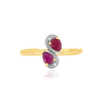 Bague or 375 2 tons, rubis et diamants. - vue 3