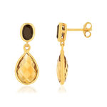 Boucles d'oreilles or jaune 375, citrine, quartz. - vue 1