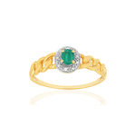 Tweekleurige ring van 375 goud, smaragd, diamanten, armbandmotief – afbeelding 1
