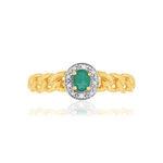 Ring in 2-kleurig 375 goud, smaragd, diamanten, gourmette-ontwerp - bekijk 3