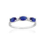 Bague or blanc 375 saphirs diamants - vue 1