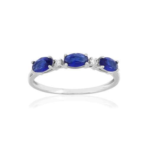 Bague or blanc 375 saphirs diamants