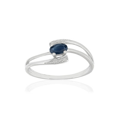 Bague or blanc 375, saphir - vue 1