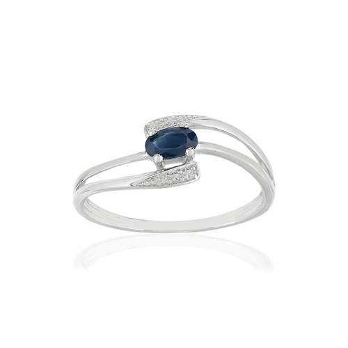 Bague or blanc 375, saphir