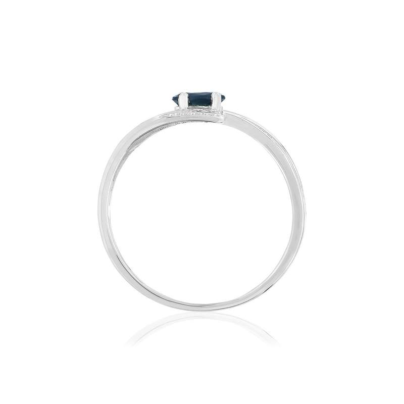 Bague or blanc 375, saphir - vue 2