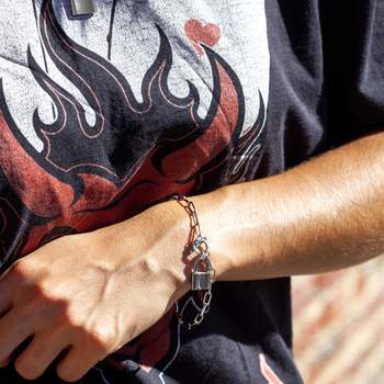 Stalen armband met hangslot, 20 cm