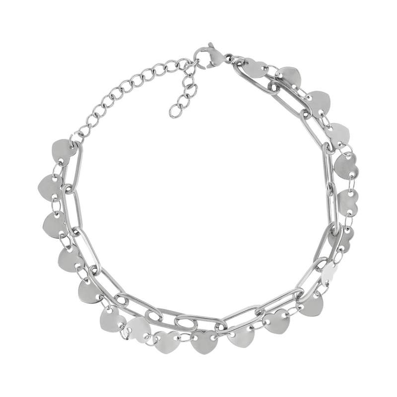 Bracelet acier coeur 22 cm - vue 1