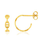 Boucles d'oreilles or jaune 375 motif maille marine. - vue 1