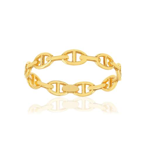 Bague or jaune 375, motif maille marine.