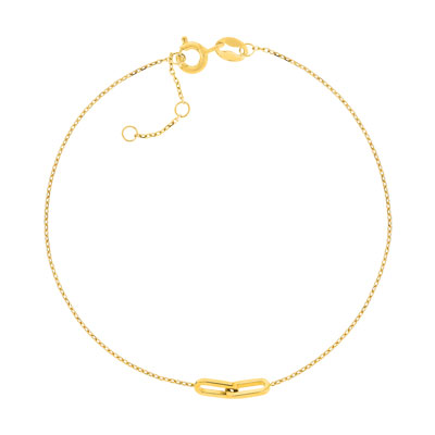Bracelet or jaune 375, 2 maillons entremêlés ovales. Longueur 19 cm.