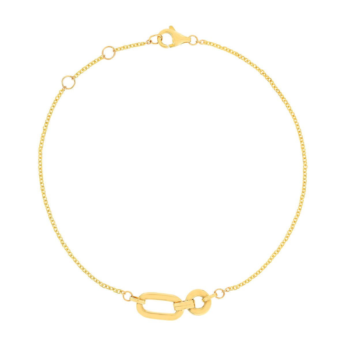 Bracelet or jaune 375, motif maillons. Longueur 19 cm.