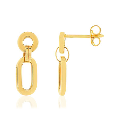 Boucles d'oreilles or jaune 375, motif maillons. - vue 1