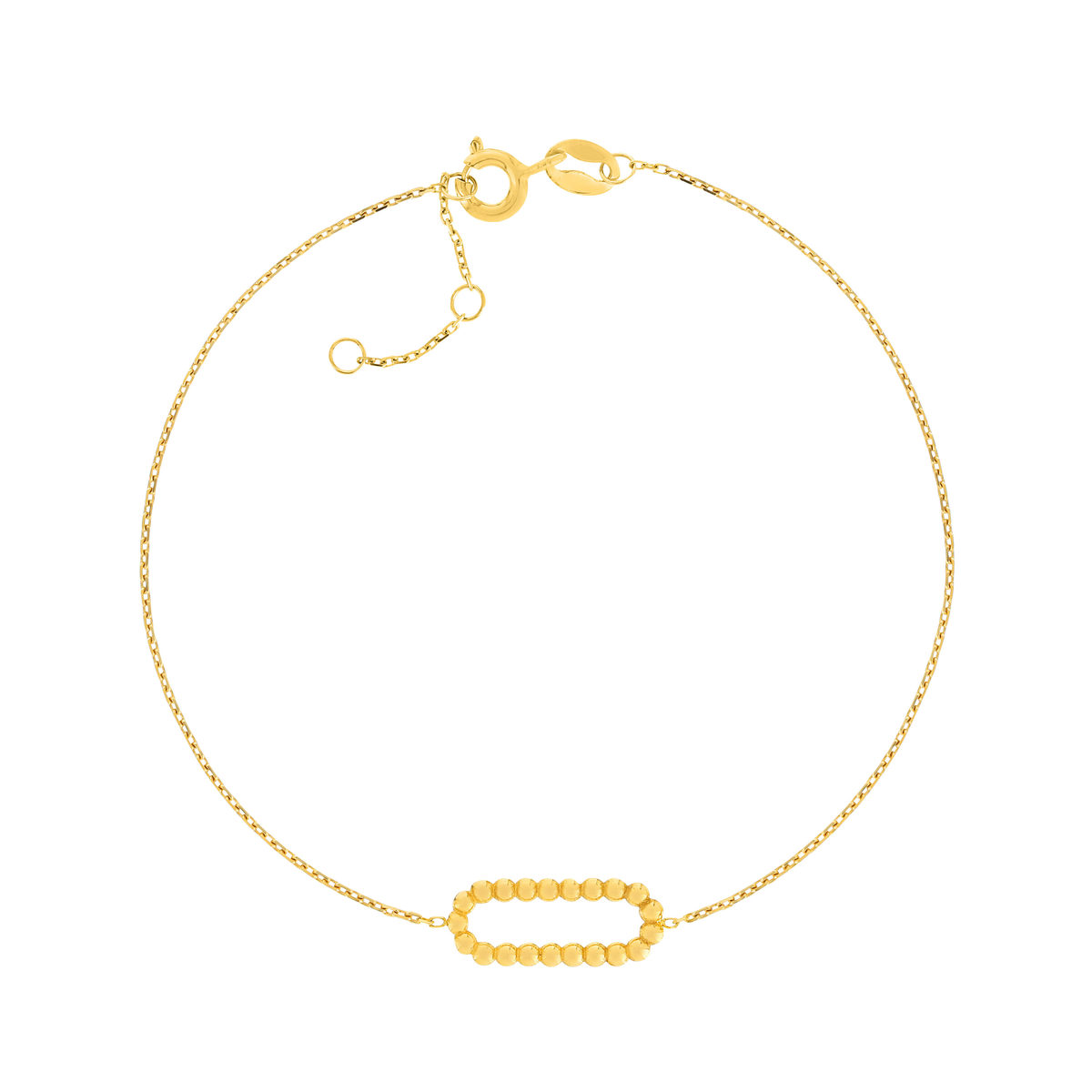 Bracelet or jaune 375, motif maillon perlé. Longueur 18,5 cm.