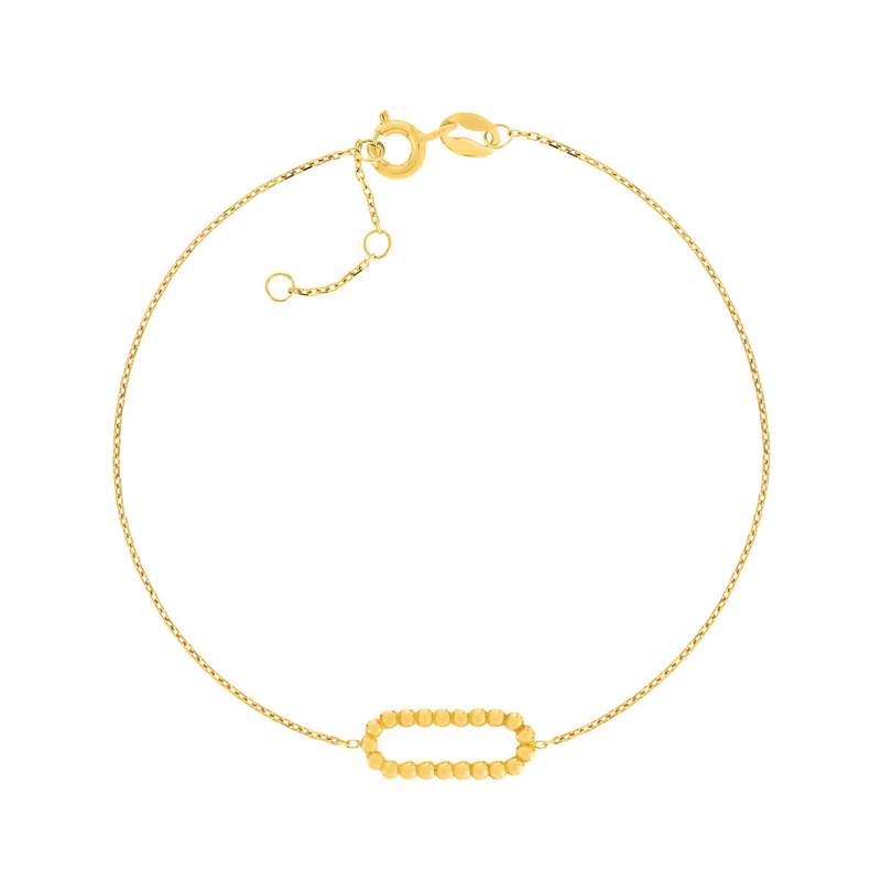 Bracelet or jaune 375, motif maillon perlé. Longueur 18,5 cm. - vue 1