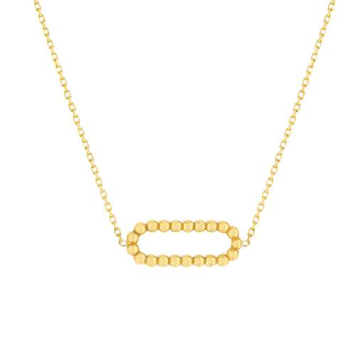 Collier in 375 geelgoud met parelschakelmotief. Lengte 45 cm.