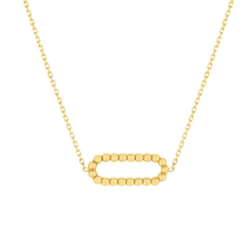 Collier or jaune 375, motif maillon perlé. Longueur 45 cm. - vue 1
