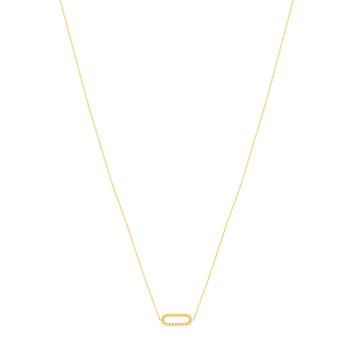 Collier or jaune 375, motif maillon perlé. Longueur 45 cm.