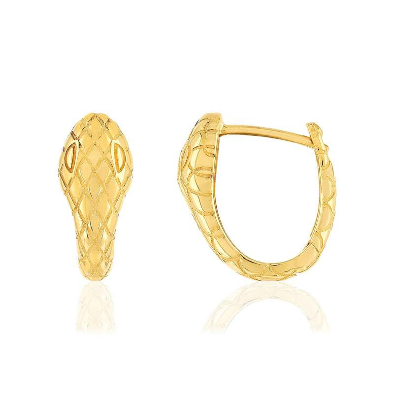 Boucles d'oreilles dormeuses or jaune 375, motif serpent. - vue 1