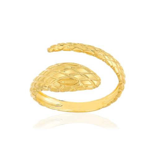 Bague or jaune 375, motif serpent.