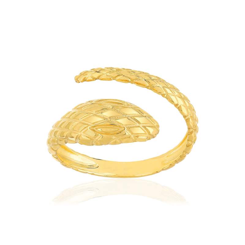 Bague or jaune 375, motif serpent. - vue 1