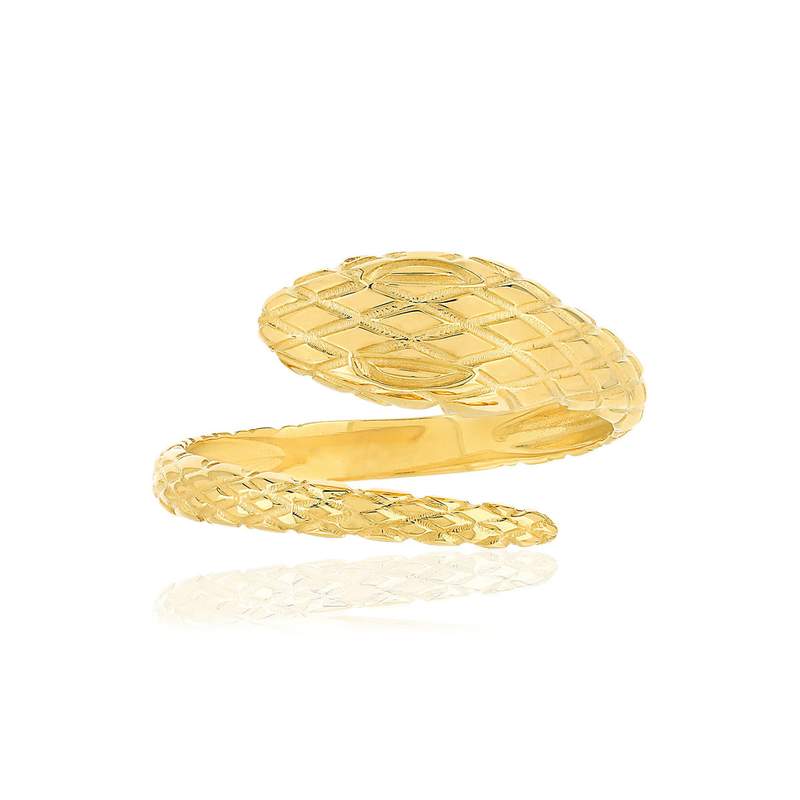 Bague or jaune 375, motif serpent. - vue 3