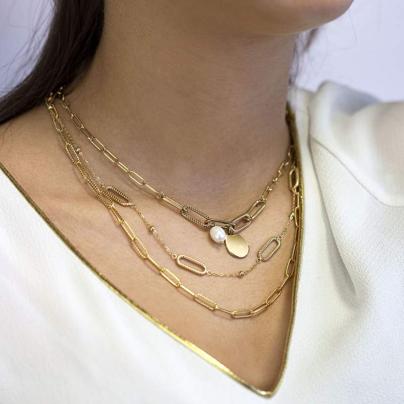 Collier acier jaune 45 cm - vue porté 2