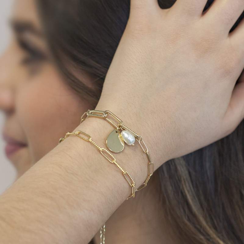 Bracelet acier jaune 20 cm - vue porté 1