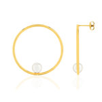 Boucles d'oreilles pendant acier doré perle imitation - vue 1