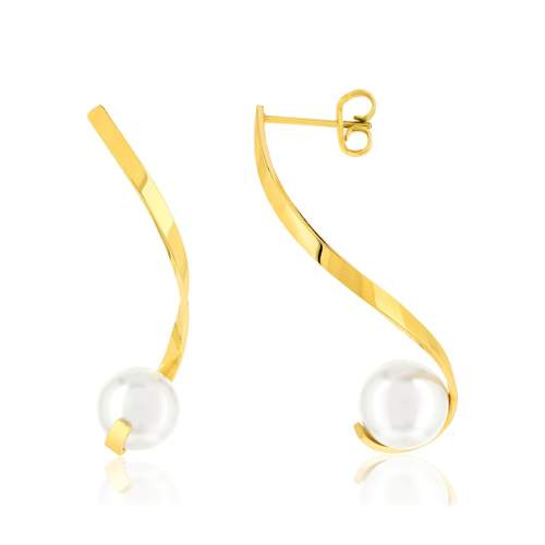 Gold-plated steel pendant earrings