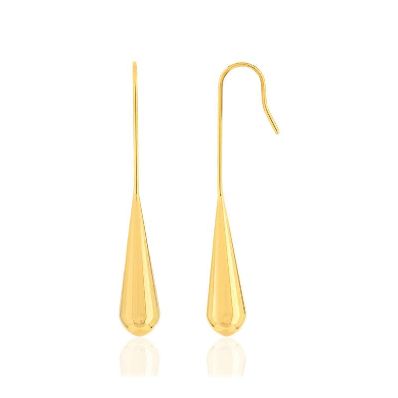 Boucles d'oreilles pendant acier jaune - vue 1