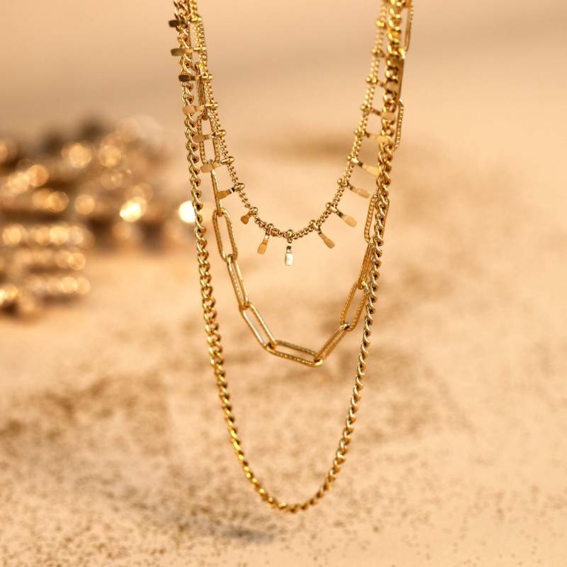 Collier acier doré 45 cm - vue D1