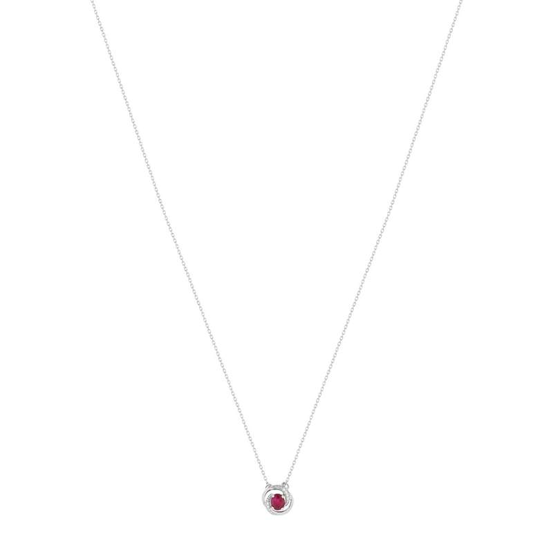 Collier or blanc 375, rubis, diamants. Longueur 42 cm. - vue 2