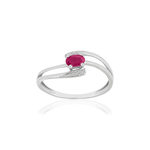 Bague or blanc 375, rubis - vue 1