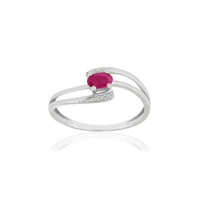 Bague or blanc 375, rubis - vue 1