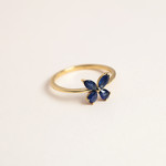 Bague or jaune 375, saphirs, motif papillon. - vue D3