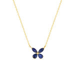 Collier or jaune 375, saphirs, motif papillon. Longueur 42 cm. - vue 1